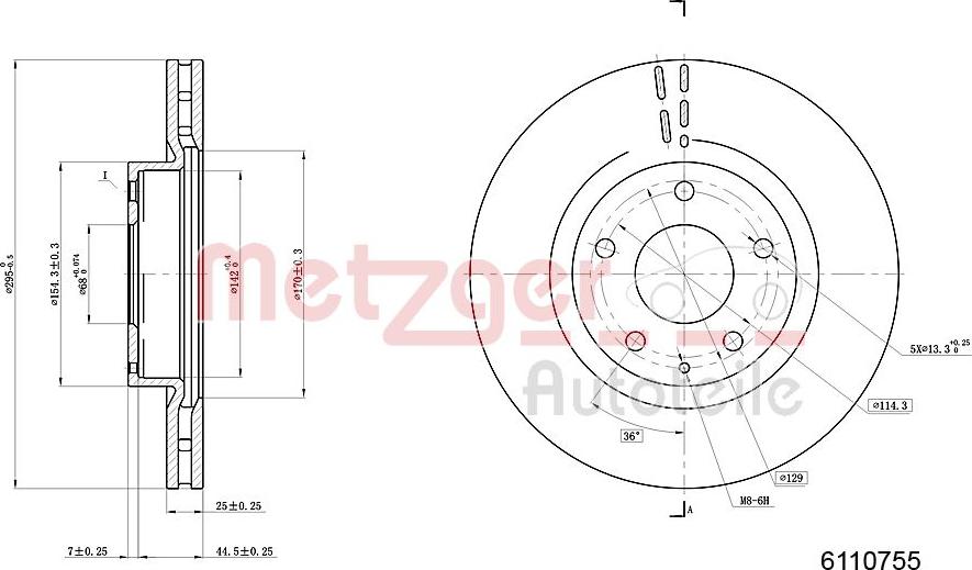 Metzger 6110755 - Bremžu diski www.autospares.lv