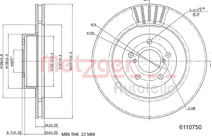 Metzger 6110750 - Bremžu diski autospares.lv