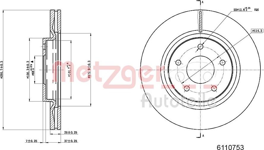 Metzger 6110753 - Bremžu diski www.autospares.lv