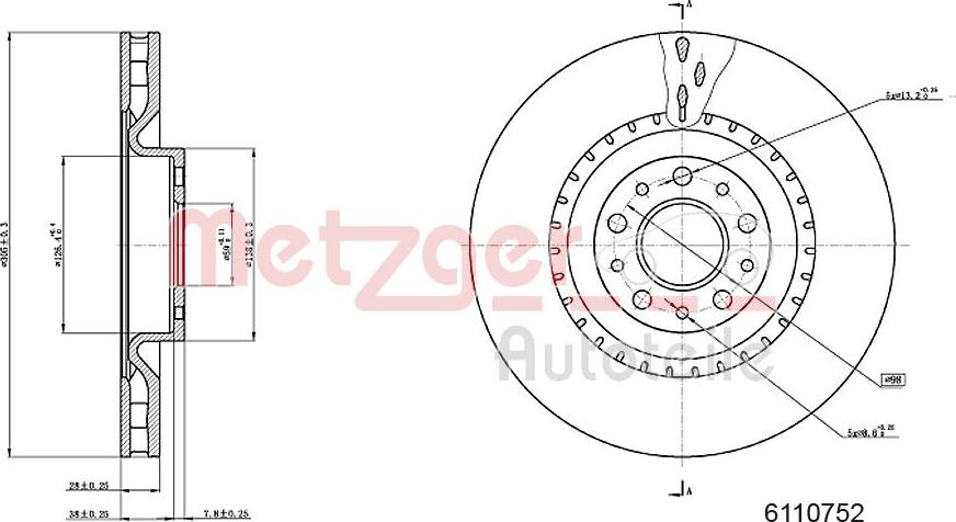 Metzger 6110752 - Bremžu diski www.autospares.lv