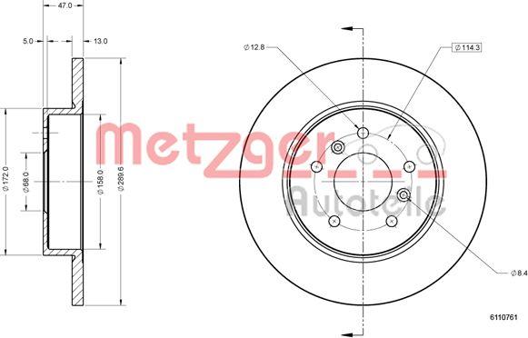 Metzger 6110761 - Bremžu diski www.autospares.lv