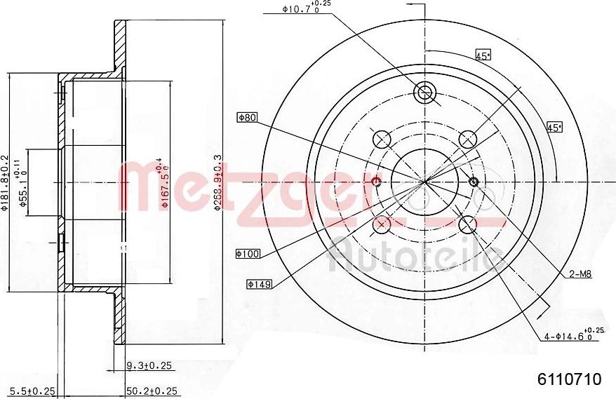 Metzger 6110710 - Тормозной диск www.autospares.lv