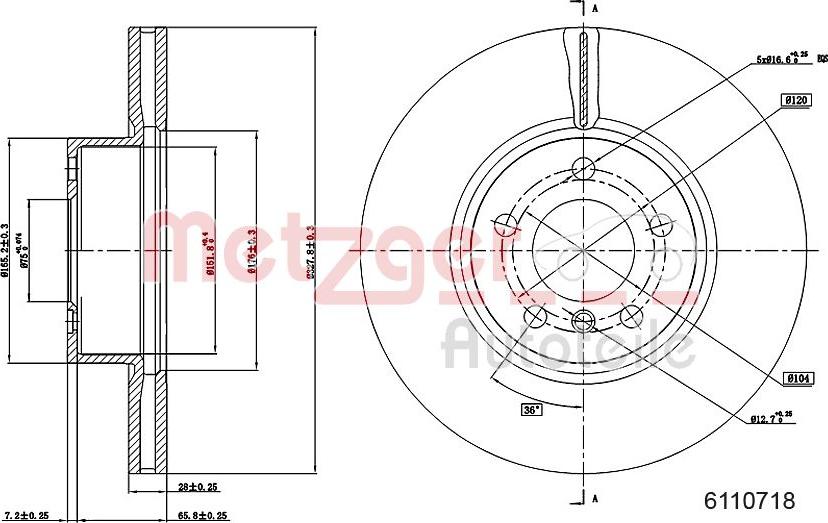 Metzger 6110718 - Bremžu diski www.autospares.lv