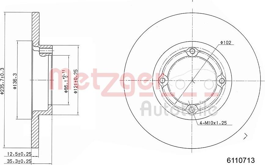 Metzger 6110713 - Bremžu diski www.autospares.lv