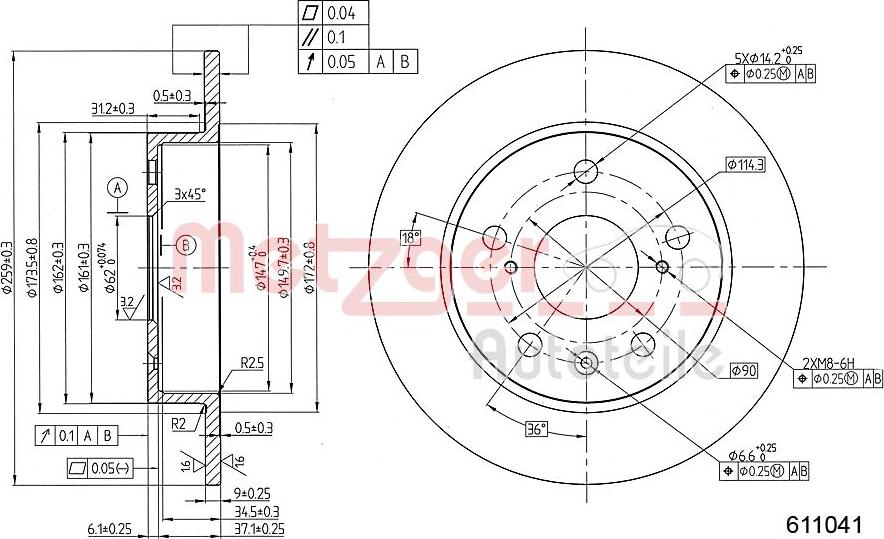 Metzger 6111041 - Bremžu diski www.autospares.lv