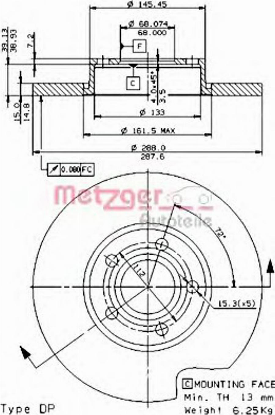 Metzger 14476E - Bremžu diski www.autospares.lv