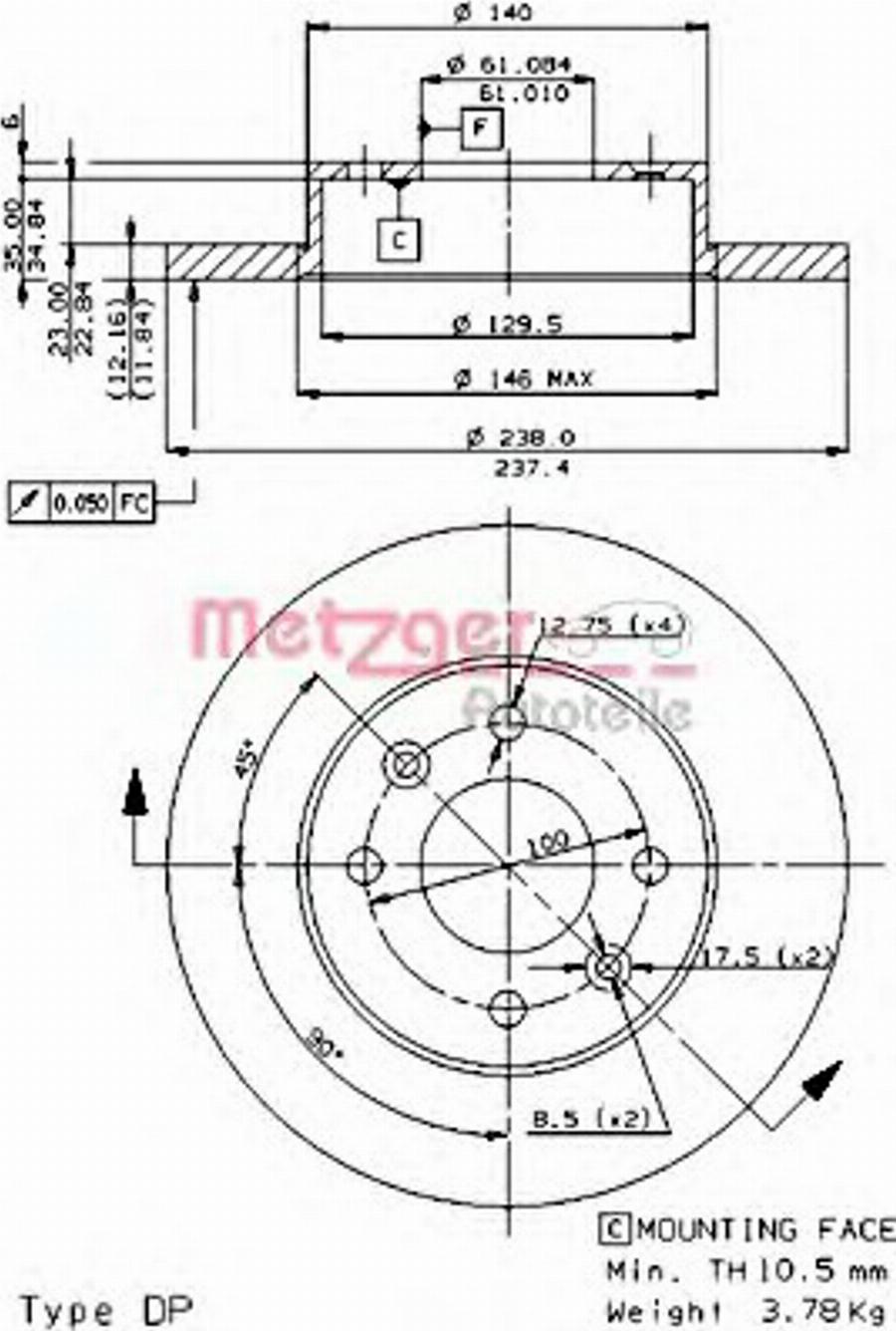 Metzger 14068E - Bremžu diski www.autospares.lv