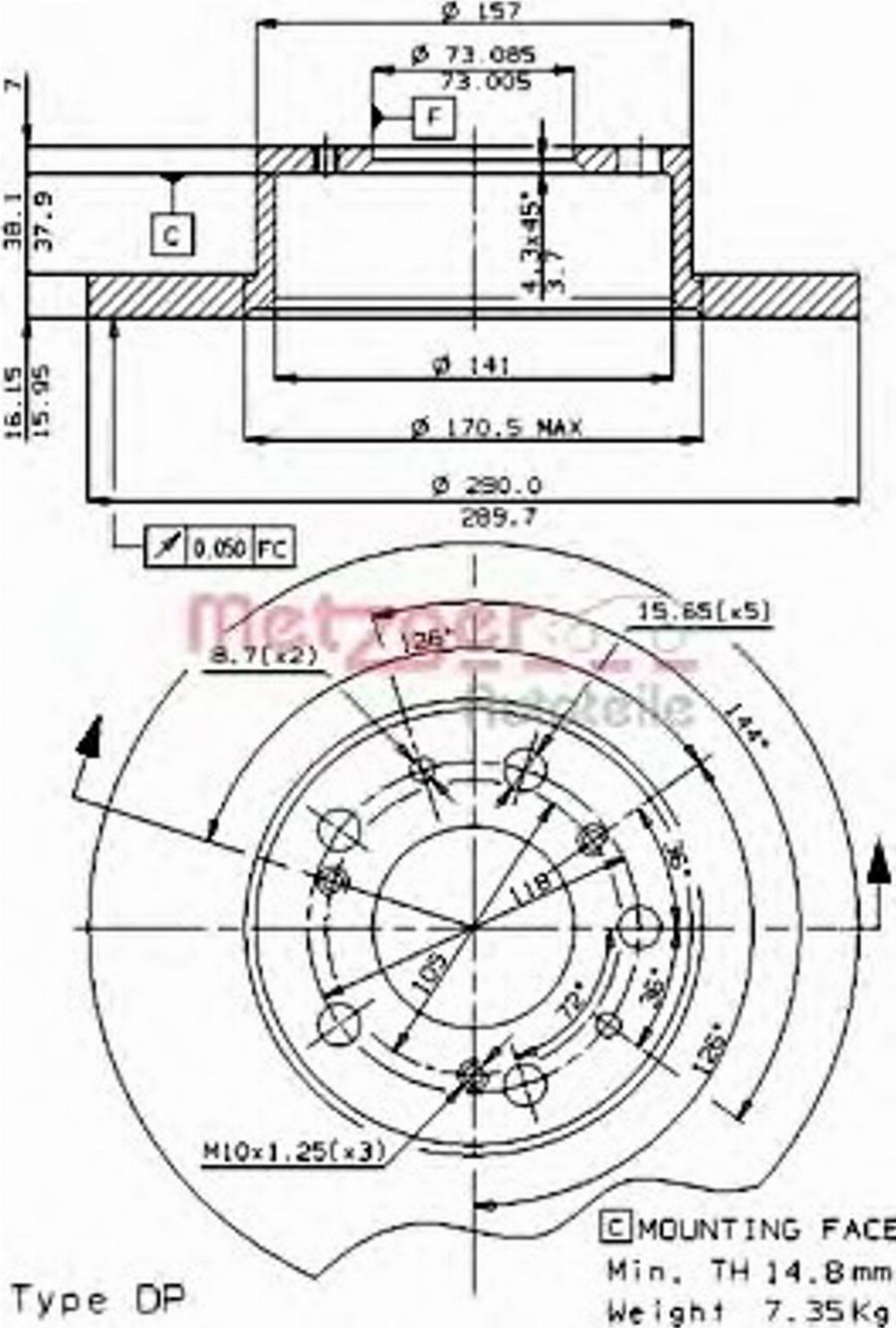 Metzger 14081 E - Тормозной диск www.autospares.lv