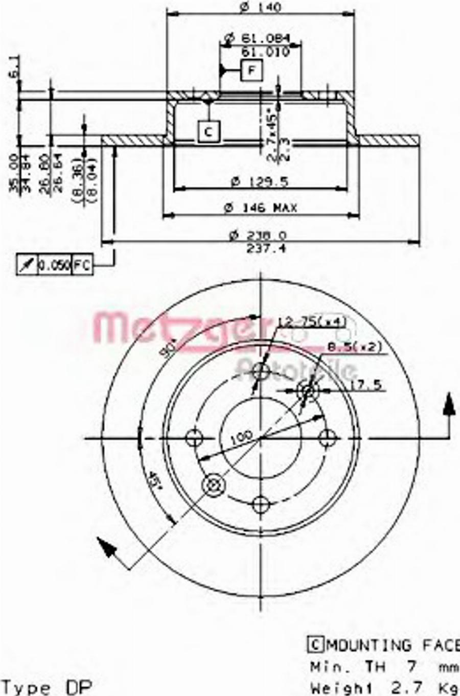 Metzger 14082 E - Bremžu diski autospares.lv