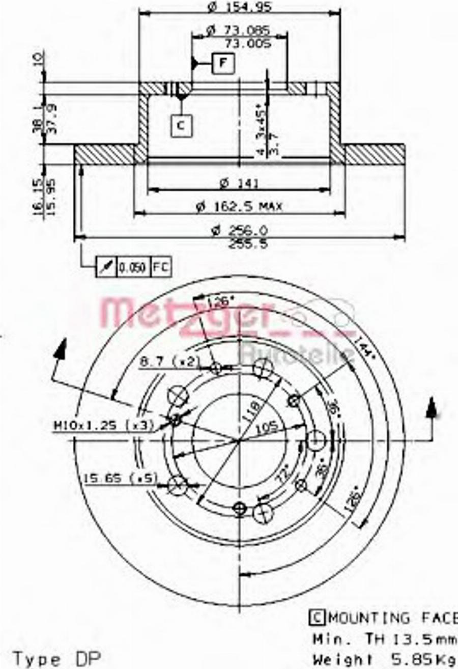 Metzger 14075E - Bremžu diski www.autospares.lv