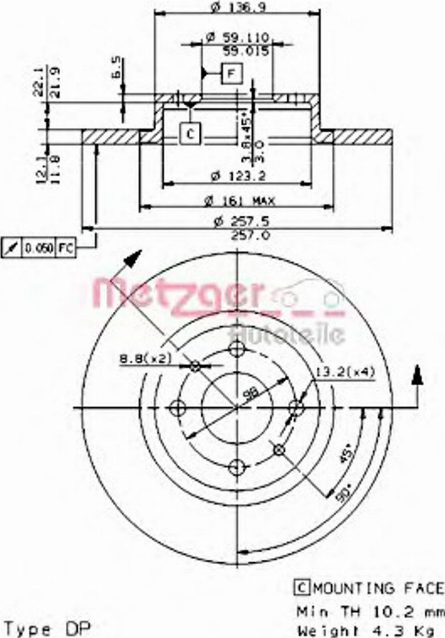 Metzger 14139E - Bremžu diski www.autospares.lv