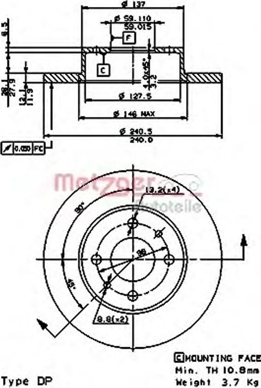 Metzger 14120E - Bremžu diski autospares.lv