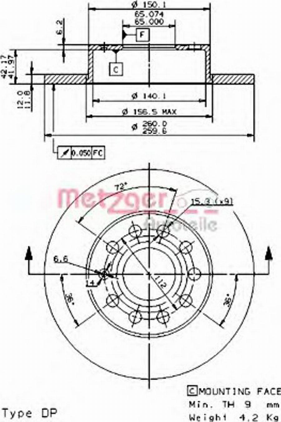 Metzger 14852 V - Bremžu diski autospares.lv