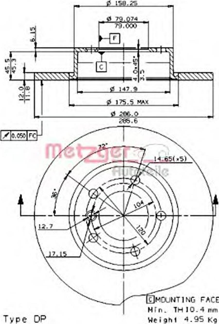 Metzger 14306 E - Тормозной диск www.autospares.lv