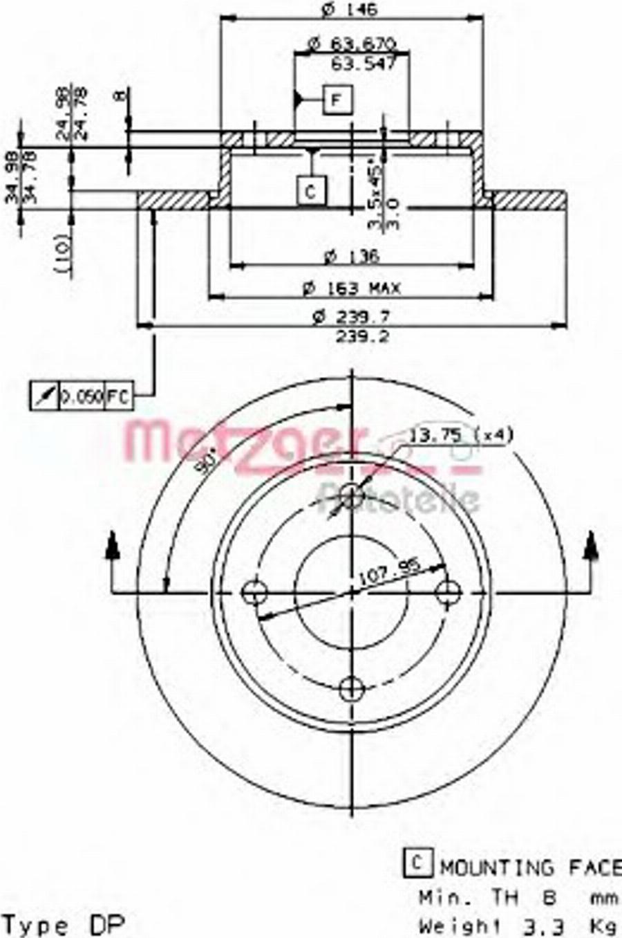 Metzger 14223E - Bremžu diski www.autospares.lv