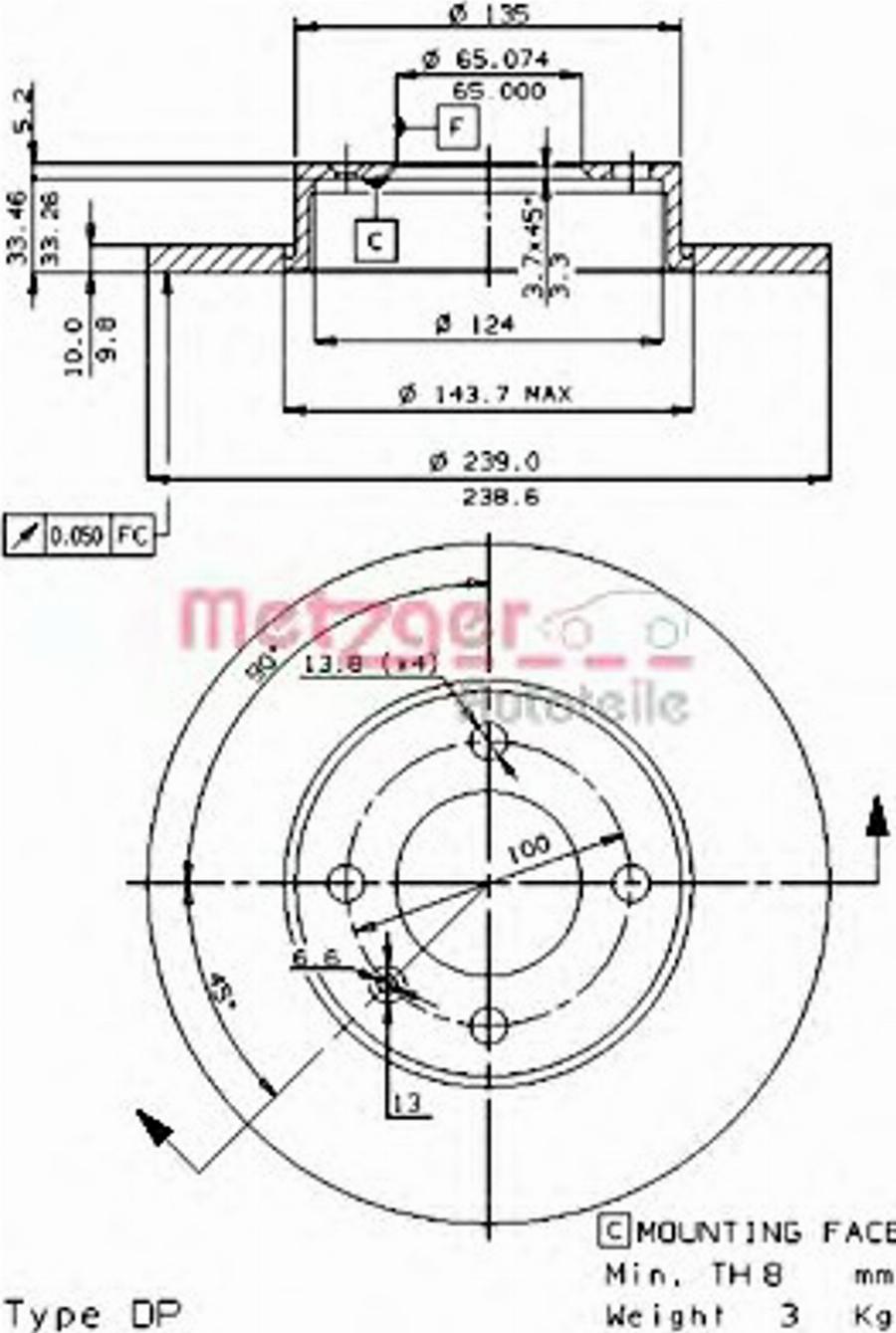 Metzger 16400E - Bremžu diski www.autospares.lv