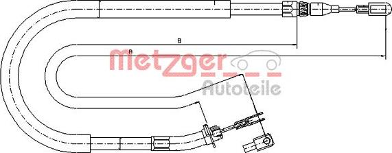 Metzger 10.9873 - Cable, parking brake www.autospares.lv