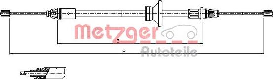 Metzger 11.6801 - Cable, parking brake www.autospares.lv