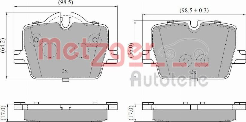 Metzger 1170958 - Bremžu uzliku kompl., Disku bremzes www.autospares.lv