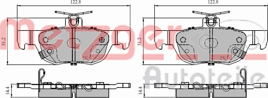 Metzger 1170953 - Тормозные колодки, дисковые, комплект www.autospares.lv