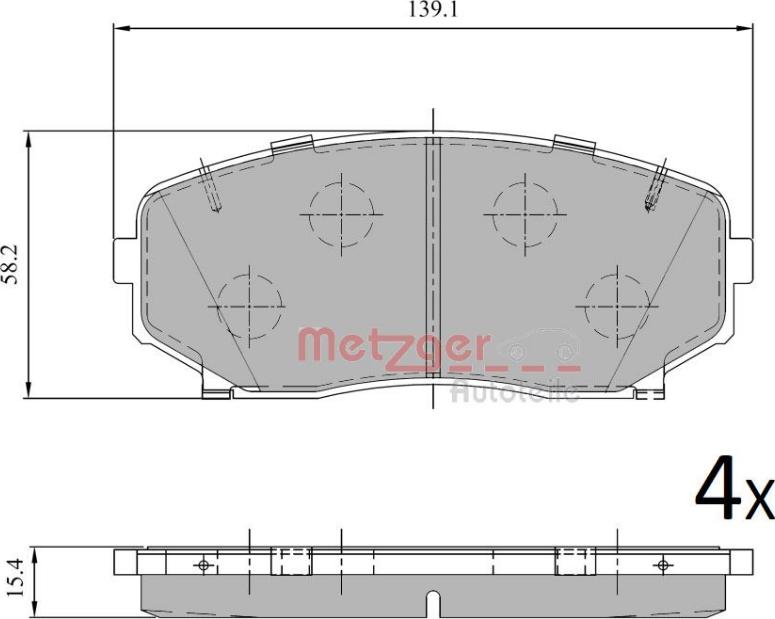 Metzger 1170966 - Тормозные колодки, дисковые, комплект www.autospares.lv