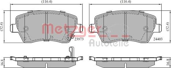 Metzger 1170900 - Тормозные колодки, дисковые, комплект www.autospares.lv