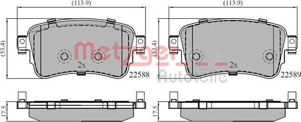 Metzger 1170901 - Bremžu uzliku kompl., Disku bremzes www.autospares.lv