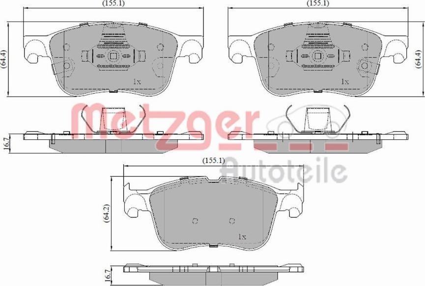 Metzger 1170919 - Тормозные колодки, дисковые, комплект www.autospares.lv