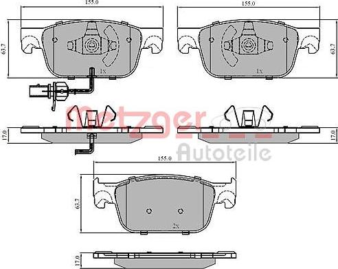 Metzger 1170910 - Bremžu uzliku kompl., Disku bremzes www.autospares.lv