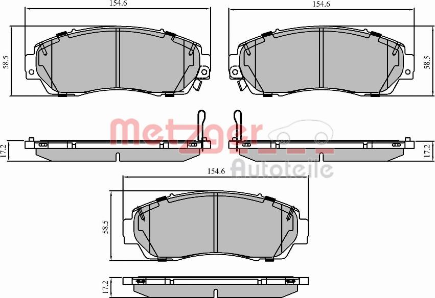 Metzger 1170911 - Brake Pad Set, disc brake www.autospares.lv