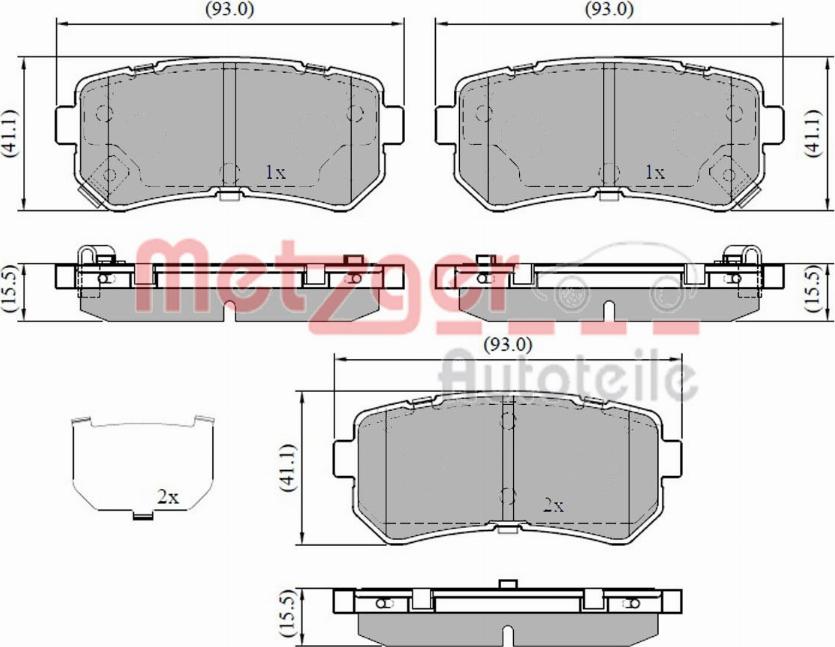 Metzger 1170912 - Brake Pad Set, disc brake www.autospares.lv