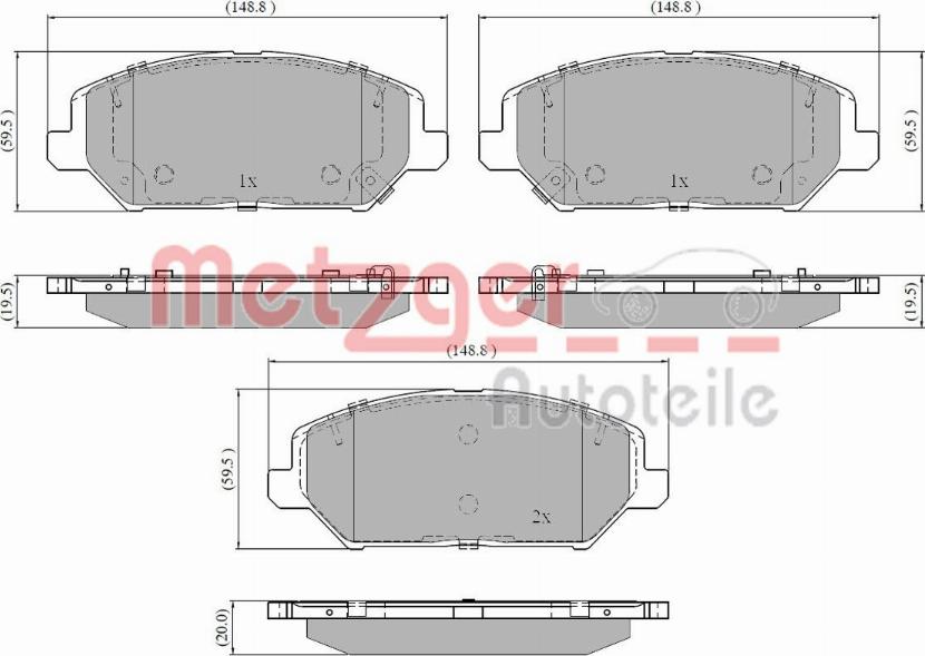 Metzger 1170929 - Тормозные колодки, дисковые, комплект www.autospares.lv