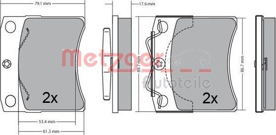 Metzger 1170490 - Тормозные колодки, дисковые, комплект www.autospares.lv