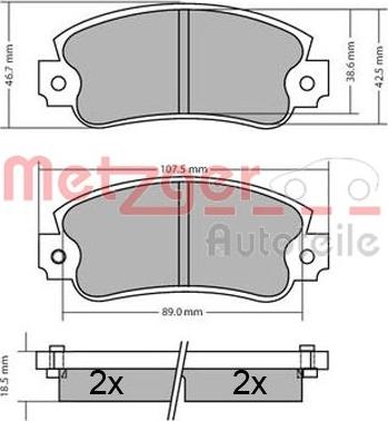 Metzger 1170449 - Brake Pad Set, disc brake www.autospares.lv