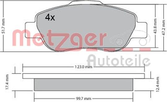 Metzger 1170440 - Brake Pad Set, disc brake www.autospares.lv