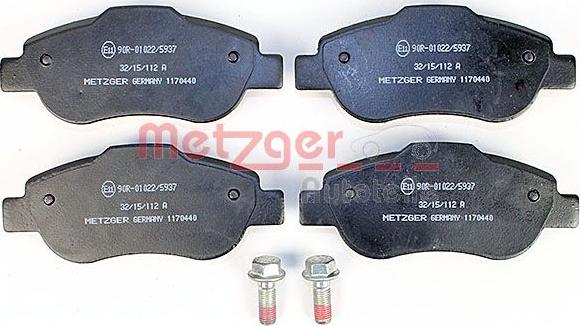 Metzger 1170440 - Brake Pad Set, disc brake www.autospares.lv