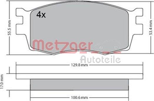 Metzger 1170441 - Bremžu uzliku kompl., Disku bremzes www.autospares.lv