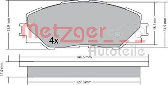 Metzger 1170443 - Brake Pad Set, disc brake www.autospares.lv