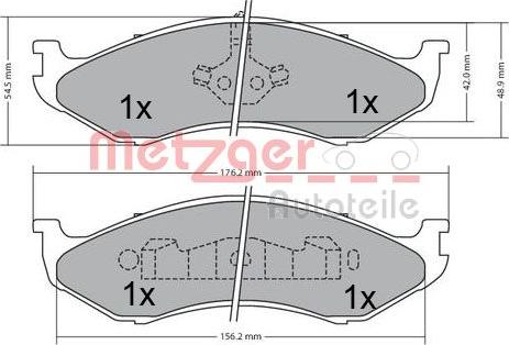 Metzger 1170452 - Bremžu uzliku kompl., Disku bremzes www.autospares.lv