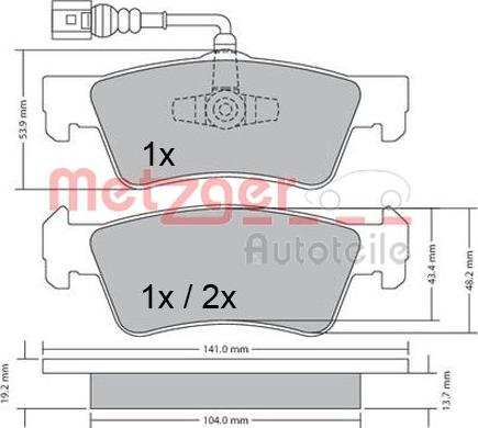 Metzger 1170465 - Тормозные колодки, дисковые, комплект www.autospares.lv