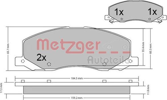 Metzger 1170468 - Bremžu uzliku kompl., Disku bremzes www.autospares.lv