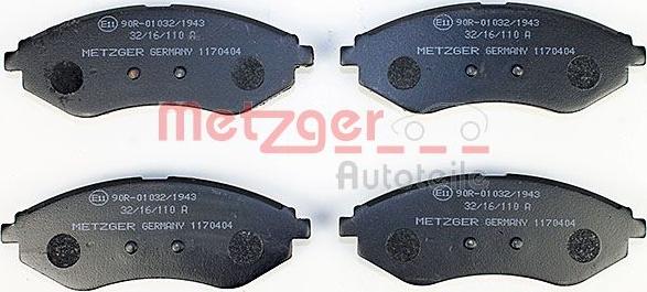 Metzger 1170404 - Bremžu uzliku kompl., Disku bremzes www.autospares.lv