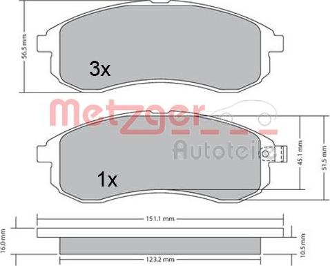 Metzger 1170406 - Brake Pad Set, disc brake www.autospares.lv