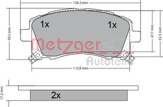 Metzger 1170416 - Brake Pad Set, disc brake www.autospares.lv