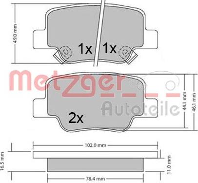 Metzger 1170410 - Bremžu uzliku kompl., Disku bremzes www.autospares.lv