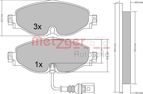 Metzger 1170411 - Bremžu uzliku kompl., Disku bremzes autospares.lv