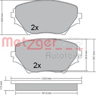 Metzger 1170418 - Brake Pad Set, disc brake www.autospares.lv