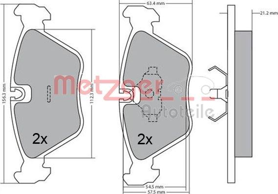 Metzger 1170489 - Тормозные колодки, дисковые, комплект www.autospares.lv