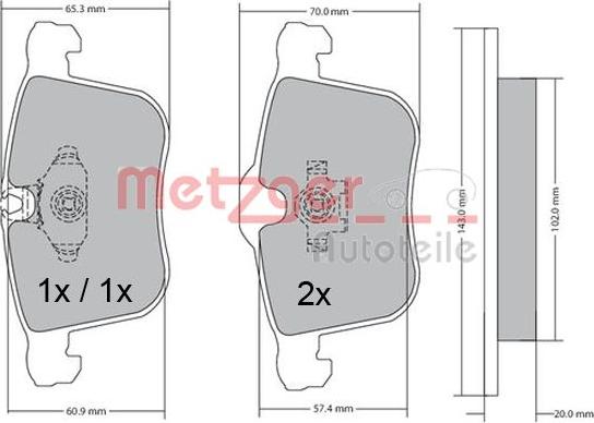 Metzger 1170481 - Brake Pad Set, disc brake www.autospares.lv