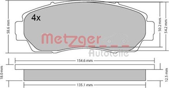 Metzger 1170482 - Тормозные колодки, дисковые, комплект www.autospares.lv